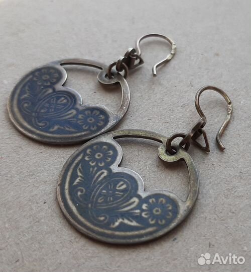 Серьги СССР 925пр Чернь