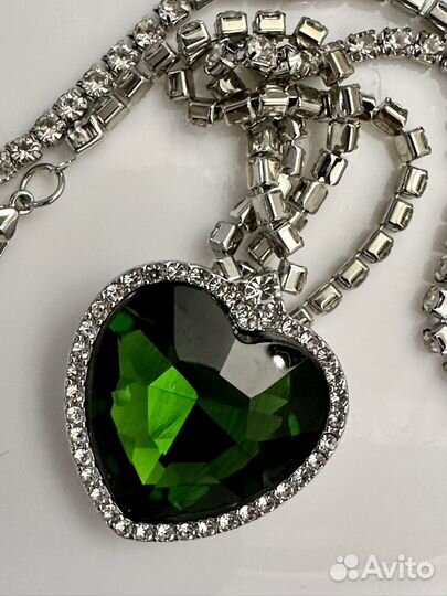 Подвеска изумпудное сердце