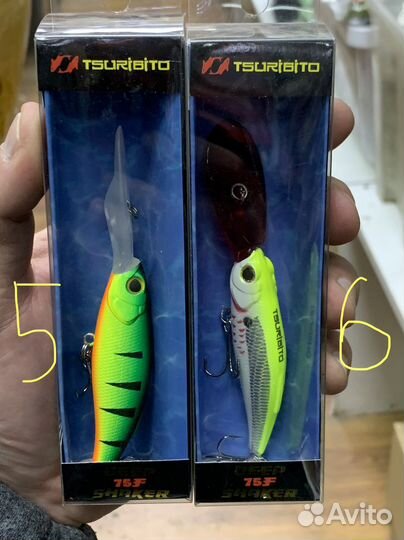 19 воблеров на судака Tsuribito Deep Shaker 75f