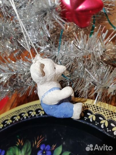 Елочная ватная (папье-маше) игрушка СССР. мишка