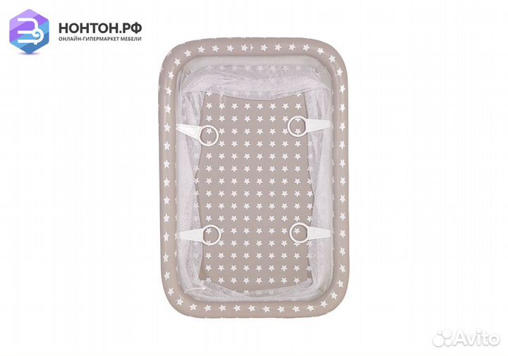 Манеж Classic принт Звезды / макиато / белый