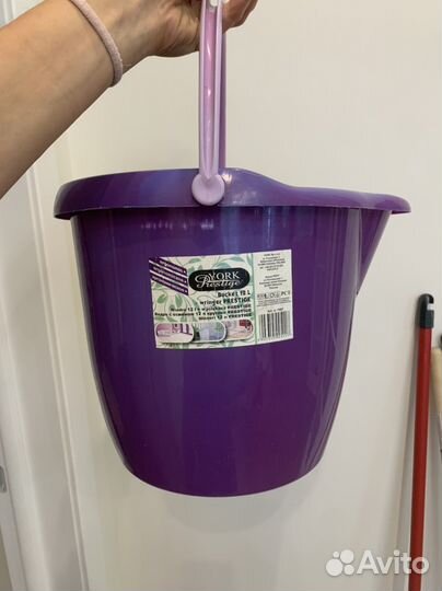 Ведро пластиковое 12 л, 3 швабры
