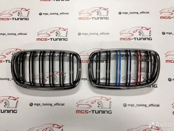 Решетка в BMW Х6 е71 в стиле Х6 М хром + триколор