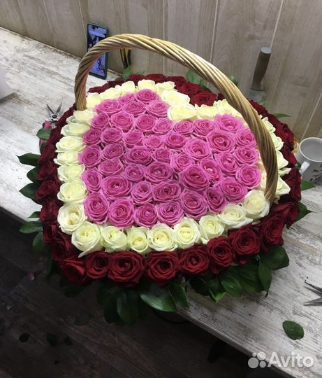 Букет сердце из роз