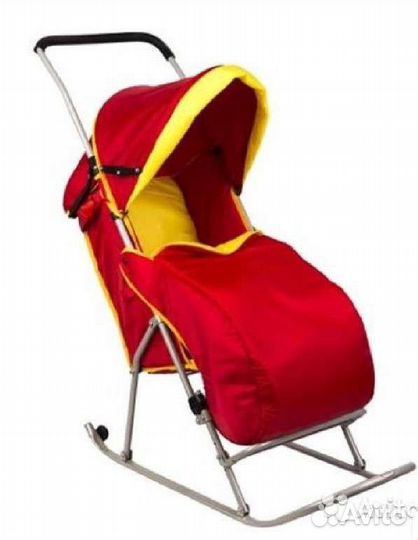 Сани-коляска с перекидной ручкой