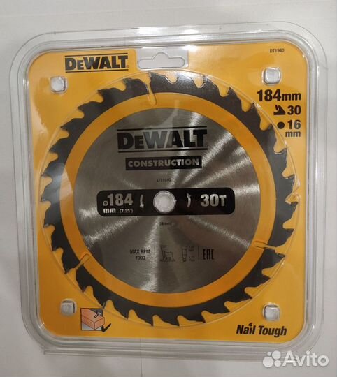 Пильный диск construct (184х16 мм) dewalt DT1940