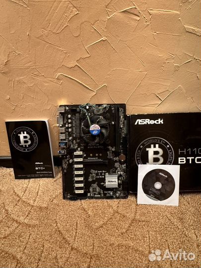 Материнкая плата h110 pro btc+ g4400 + 8gb озу