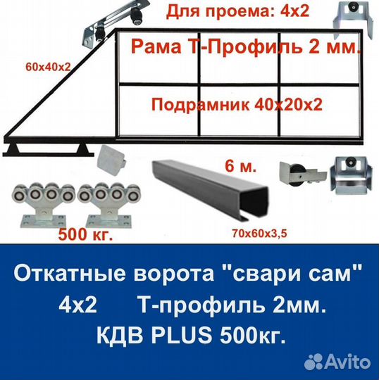 Откатные ворота 4х2 