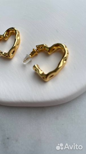 Серьги Сердца с позолотой 18 карат