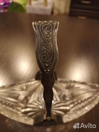 Конфетница хрусталь СССР мельхиор клеймо