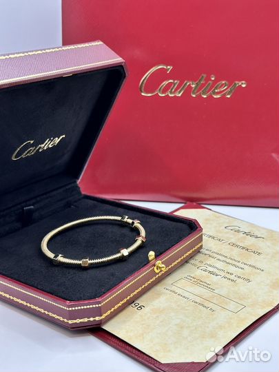 Золотой браслет ecrou de cartier с гайками картье