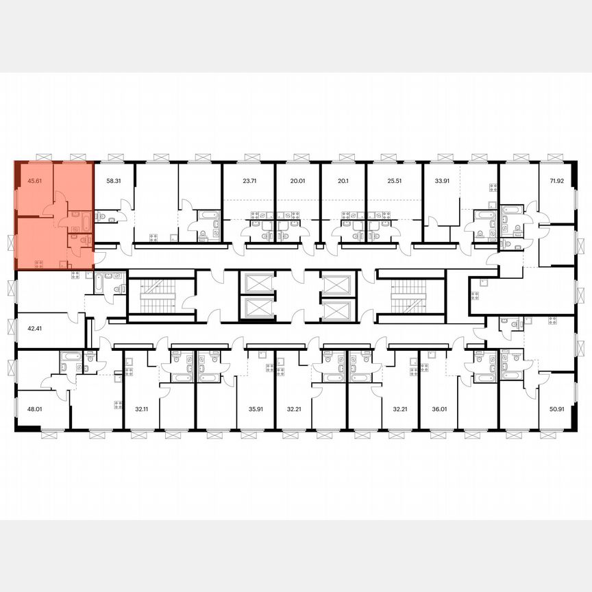 2-к. квартира, 45,6 м², 20/38 эт.