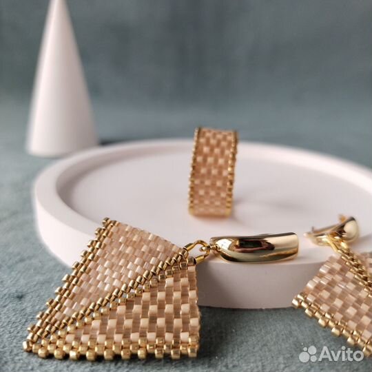 Украшения из бисера — комплект «Золотой час»