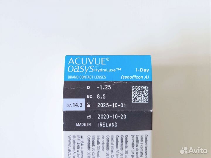 Линзы контактные Acuvue Oasys 1 Day. D - 1,25