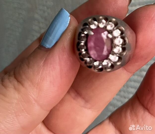 Кольцо с рубином и горным хрусталём