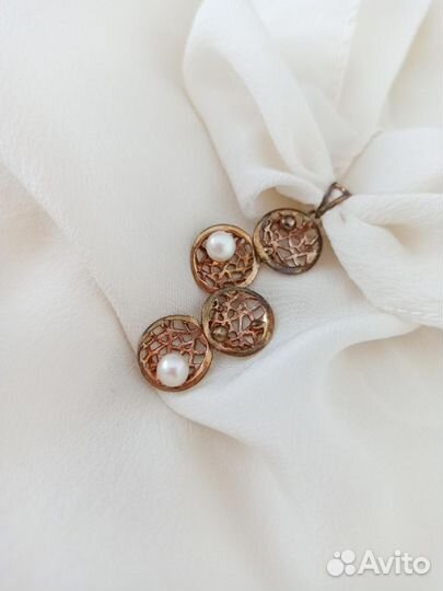 Серебряный кулон с жемчугом подвеска