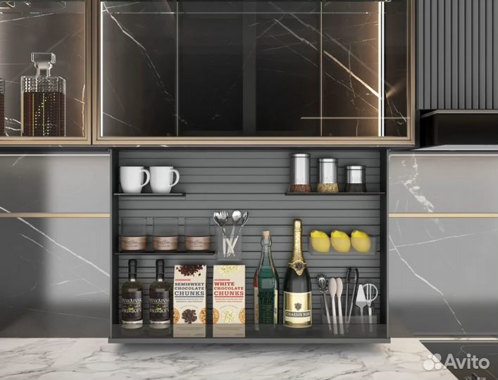 Выдвижные полки и подъемные корзины для кухни