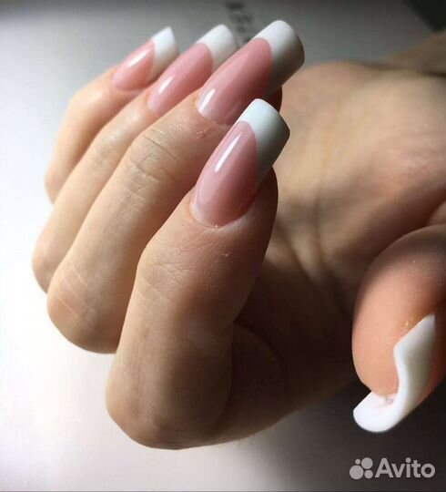 Наращивание ногтей акрилом, выкладной френч