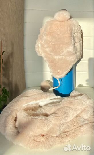 Набор шапка и шарф хомут, персик