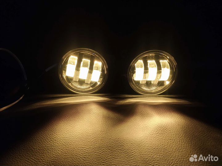 LED туманки Renault Logan Ford 50W Белый/Желтый