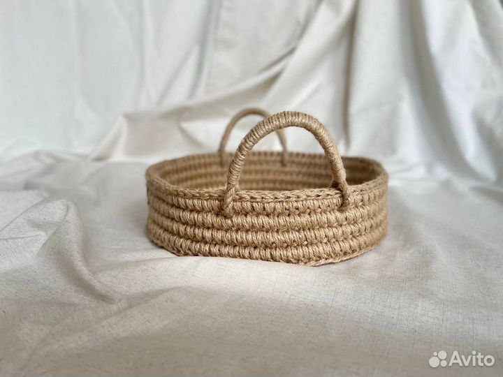 Поднос из джута d31 см h8 см