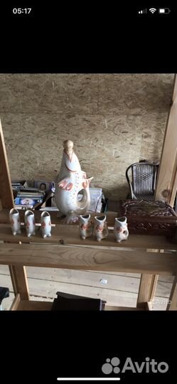 Коньячный набор рыбки СССР хрустальные рога