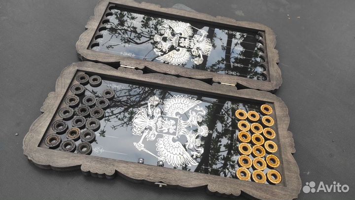 Нарды с чёрным стеклом