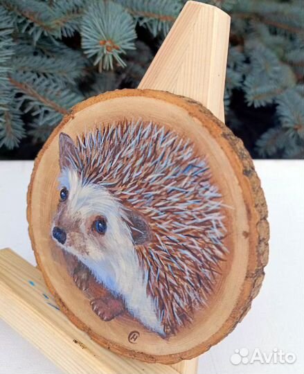 Картина на спиле дерева Ёжик