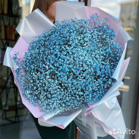 Букет из голубой гипсофилы