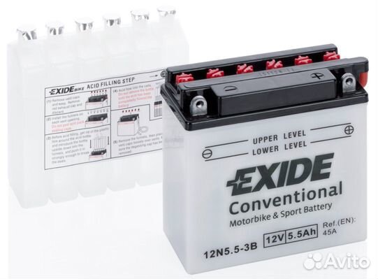 Мото аккумулятор exide 12N5.5-3B 5,5Ач