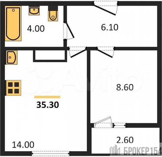 1-к. квартира, 35,3 м², 4/9 эт.
