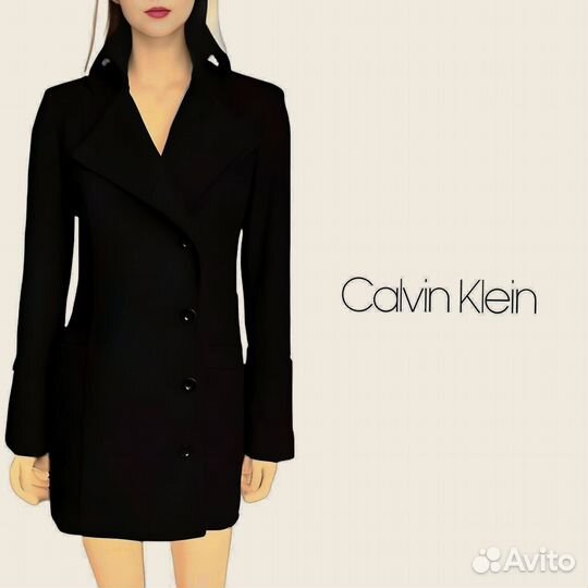 Calvin klein шерстяное пальто S