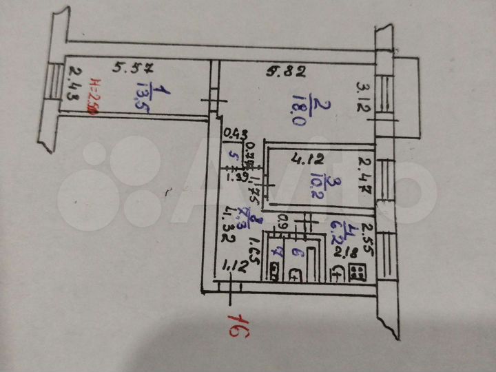 3-к. квартира, 56,7 м², 4/5 эт.