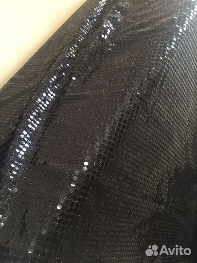 Пайеточная ткань черная