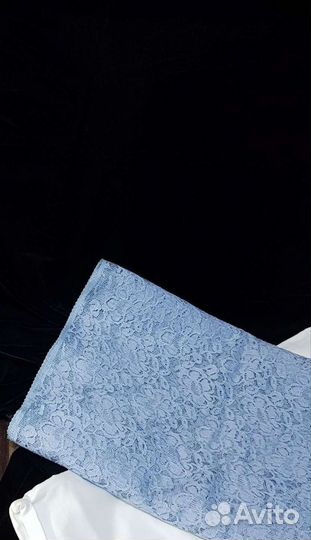 Отрез ткани Гипюр голубого и белого цвета