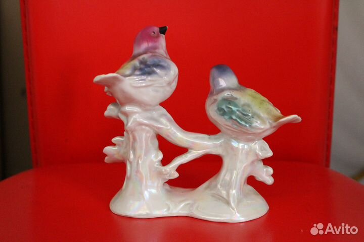 Фарфоровая статуэтка Снегири на ветке, Птицы Герма