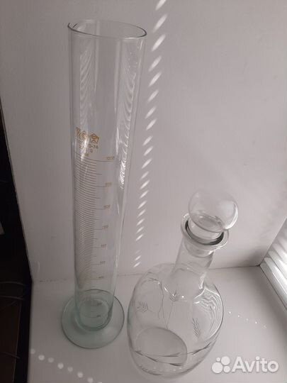 Графин стеклянный СССР и мерная колба