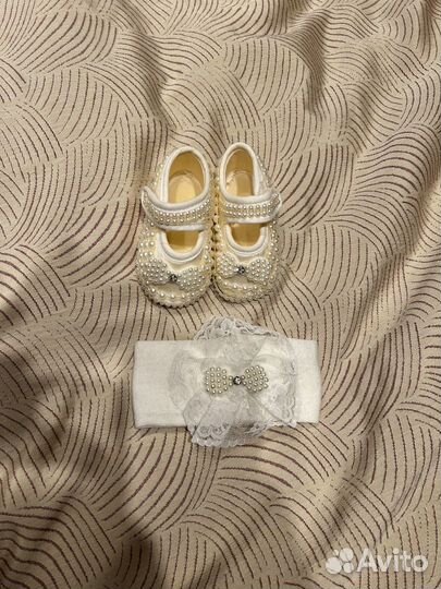 Пинетки для фотосессии+повязка на голову