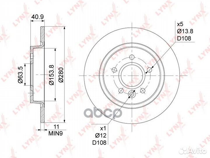 Диск тормозной зад BN1021 lynxauto