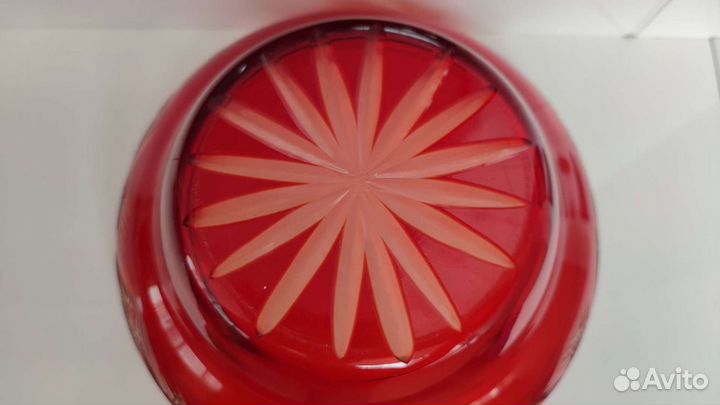 Ваза для фруктов рубиновое стекло СССР