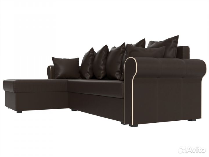 Диван угловой Рейн левый угол, экокожа, коричневый