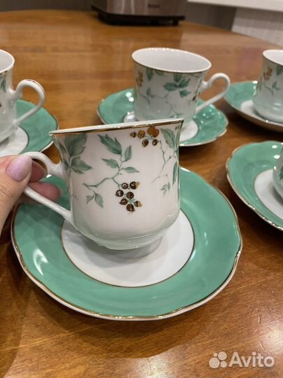 Сервиз чайный Leander 1907 зеленый 6 пар фарфор