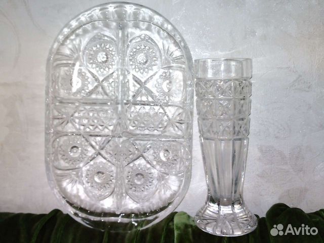 Хрустальная тяжелая ваза Чехия Менажница