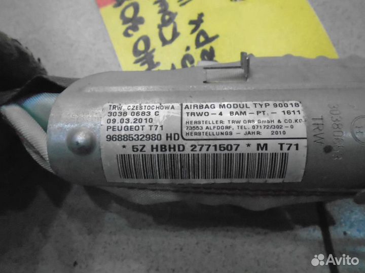 Подушка безопасности боковая шторка левая Peugeot