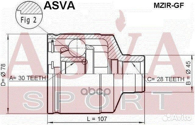 ШРУС внутренний правый 30X43X28 mzirgf asva