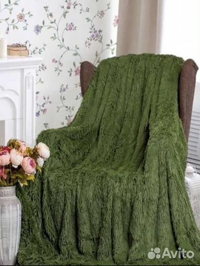 Плед пушистый травка