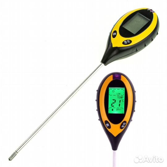 Цифровой измеритель кислотности почвы pH 4в1 (ЖК д