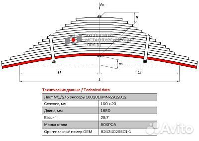 Лист рессоры задней № 1 MAN TGS 16-и л. чмз