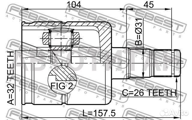 Шрус внутренний 32X31X26 audi A3/S3/sportb./LIM./Q