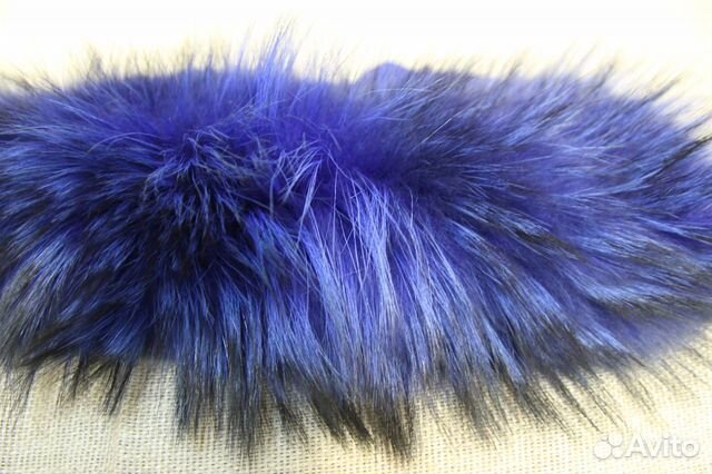 Воротник мех - бобер. 2 шт: синий и серый